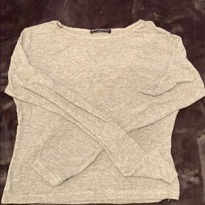 Gray Ribbed Brandy Melville Long-sleeve